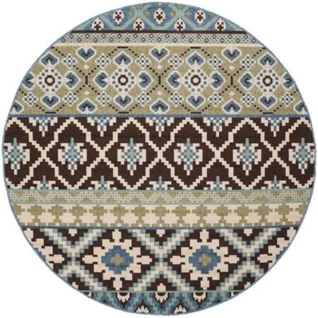 Safavieh 3 x 3 ft. Veranda Round Area Rug; Chocolate & Blue VER097-0624-3R